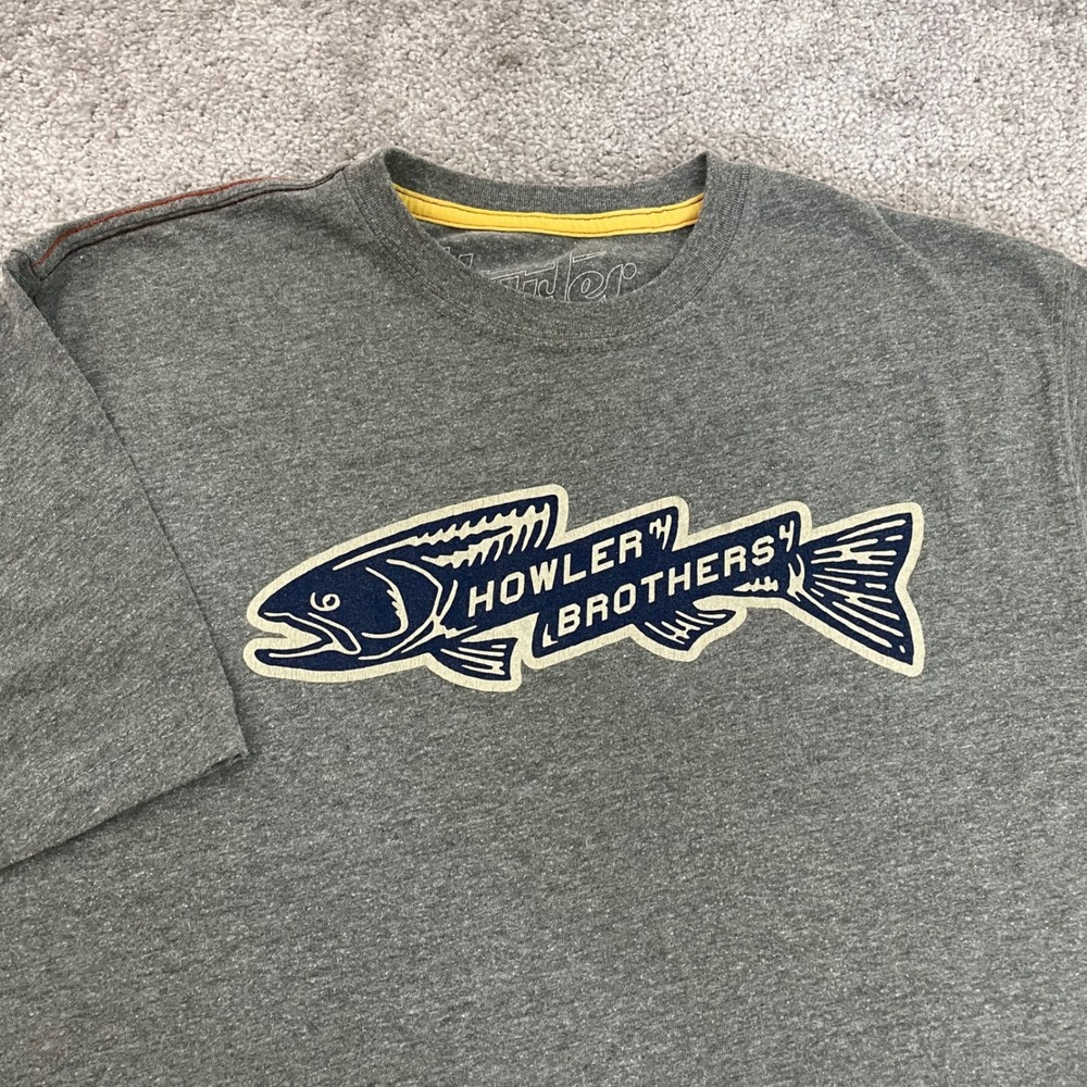 Howler Brothers T Shirt Mens Large Trout Graphic Tee Short Sleeve Cotton Blend
